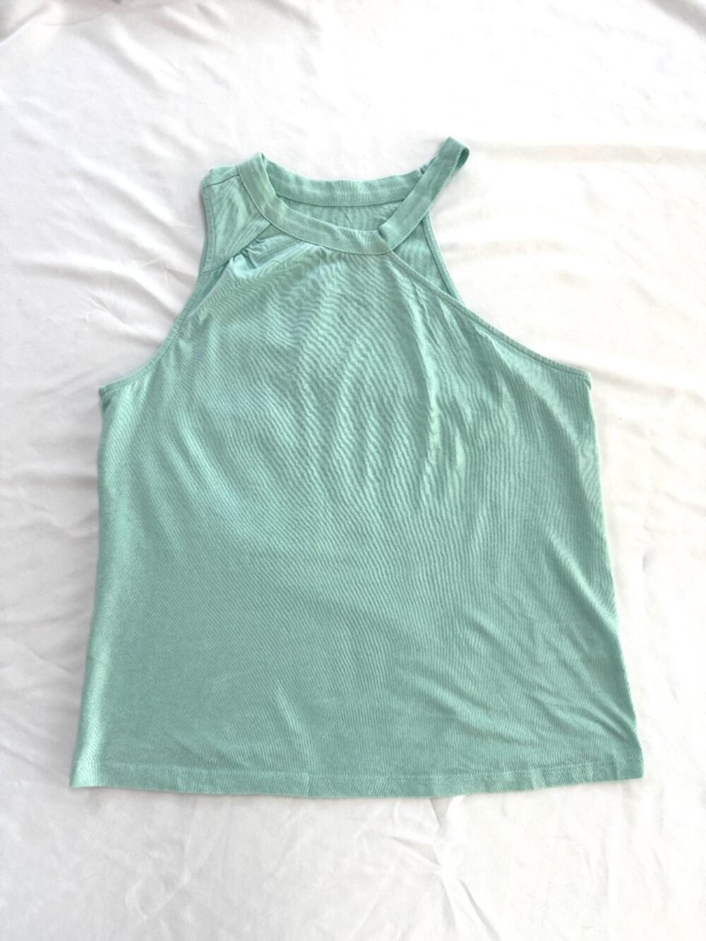 Anthropologie 100% Cotton Asymmetrical Halter Neck Tank Top Mint Green Size S